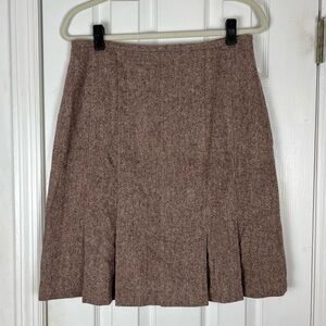 Prague Minimalist Wool Blend A-Line Pleated Knee Length Skirt